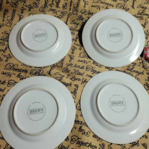 🛒🛍️💥Vintage oneida pumpkin hallow set of 4 dessert /salad plates w/box - Picture 11 of 12